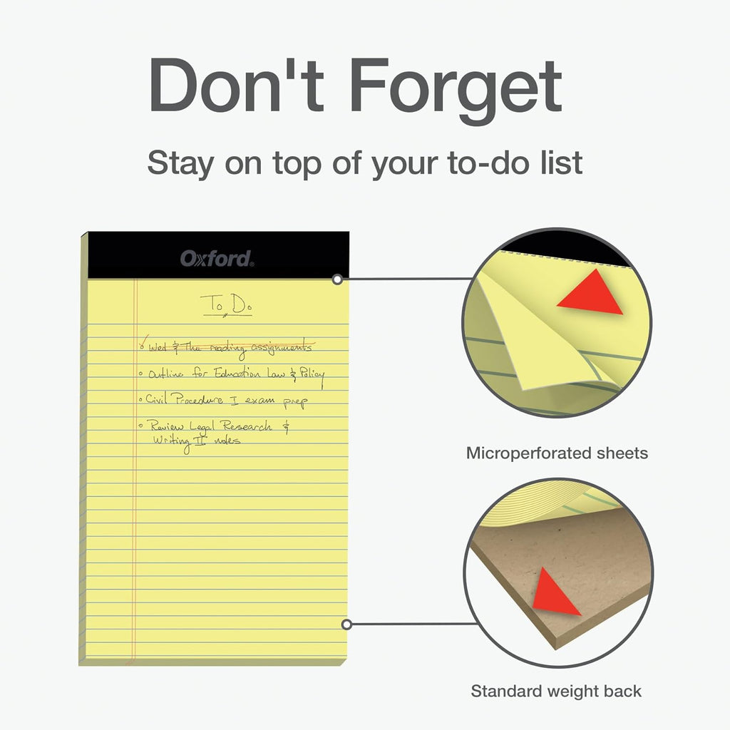 Oxford Premium Legal Pads, 12 Pack, Premium Note Pads, 50 Jr. Legal Ruled 5" x 8" Sheets