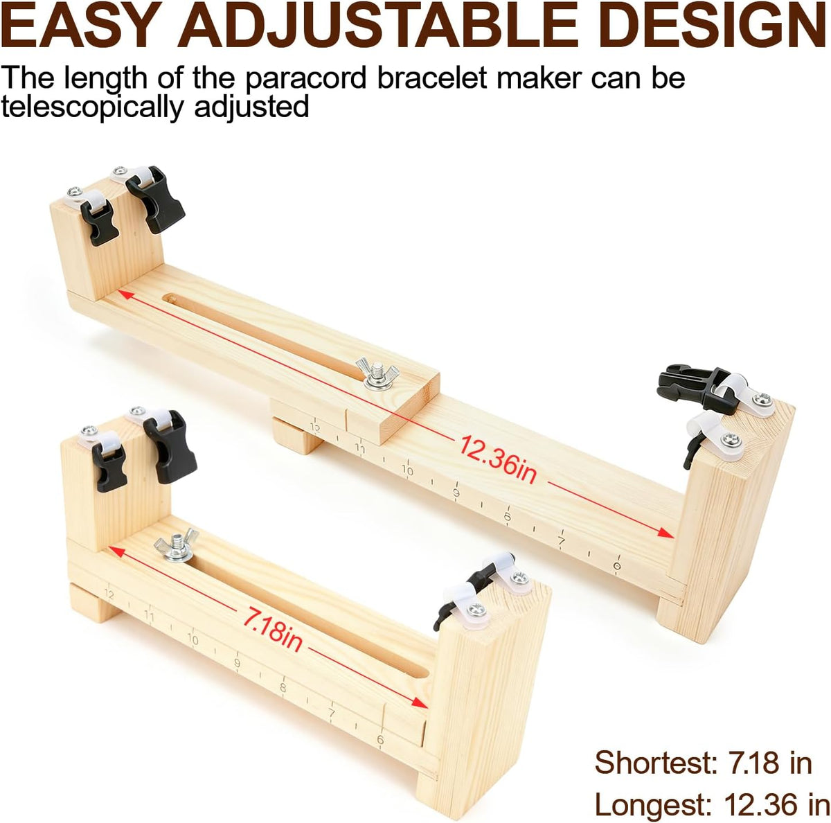 CYSFETENA Wood Bracelet Jig, Adjustable Length Wooden Paracord Jig Bracelet Maker DIY