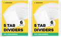 Binder Dividers with Tabs - (Set of 20) x 5 Tab Dividers for 3 Ring Binders, White