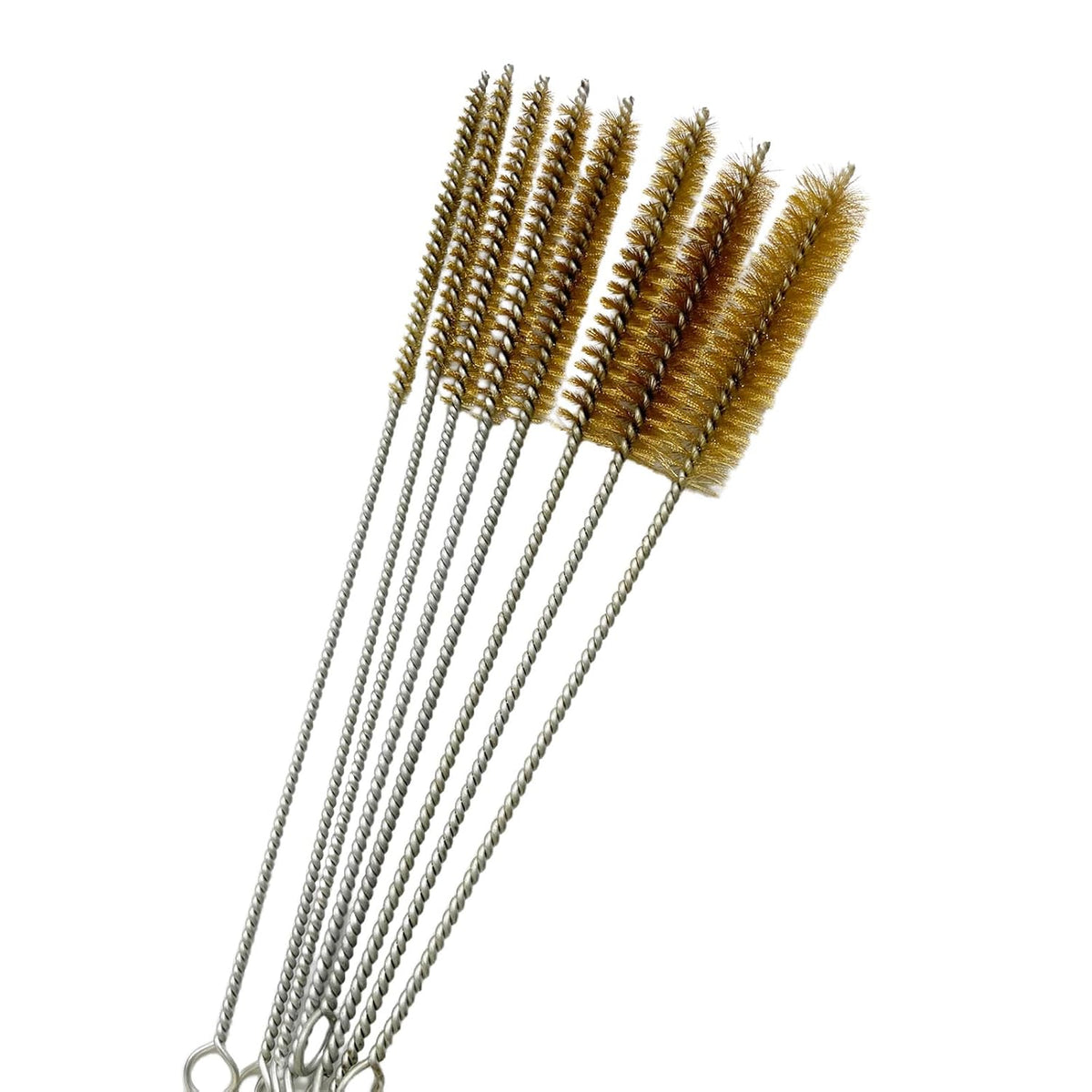 8Pcs Brass Wire Tube Cleaning Brush Set 12inch Long Handle Bristle Tube Brush Metal Pipe