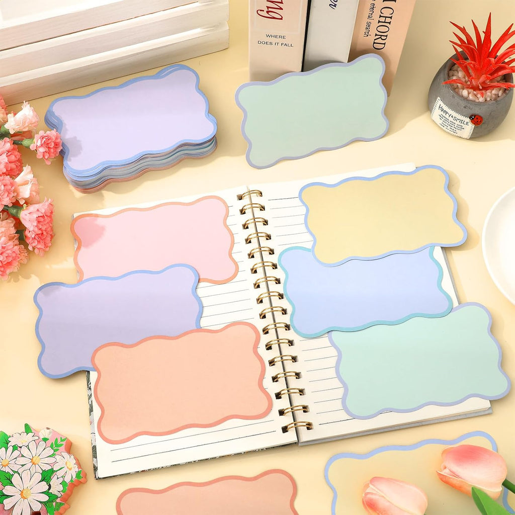 Whaline 120 Pack Pastel Index Cards 3 x 5 Inch Cardstock Flashcard Colorful Scalloped