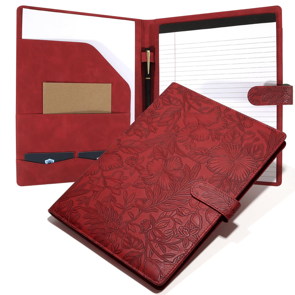 Professional Padfolio Portfolio Binder, Textured Embossing Faux Leather