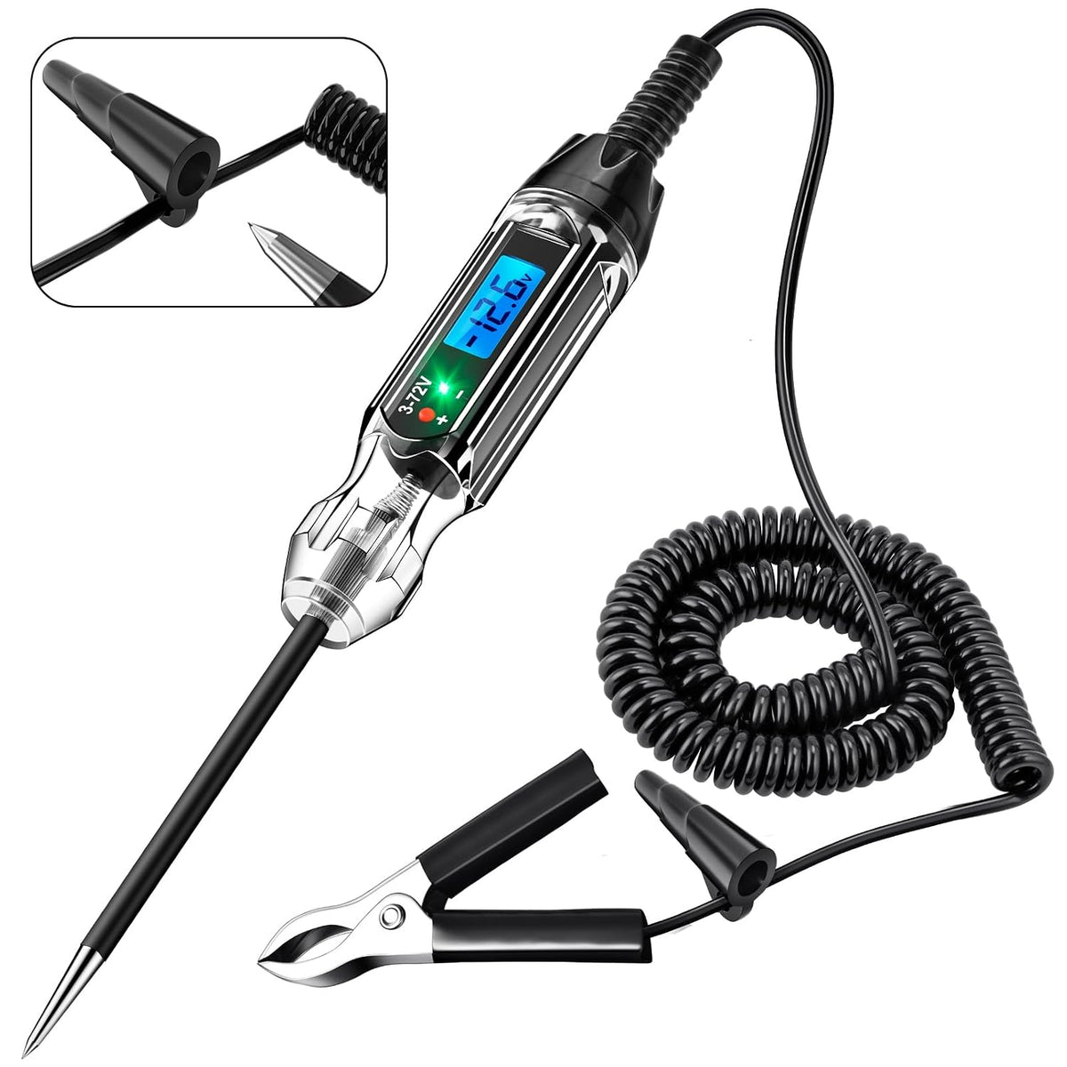 3-72V Backlit Digital LCD Circuit Tester, 140 Inch Wire & 2 LED Lights