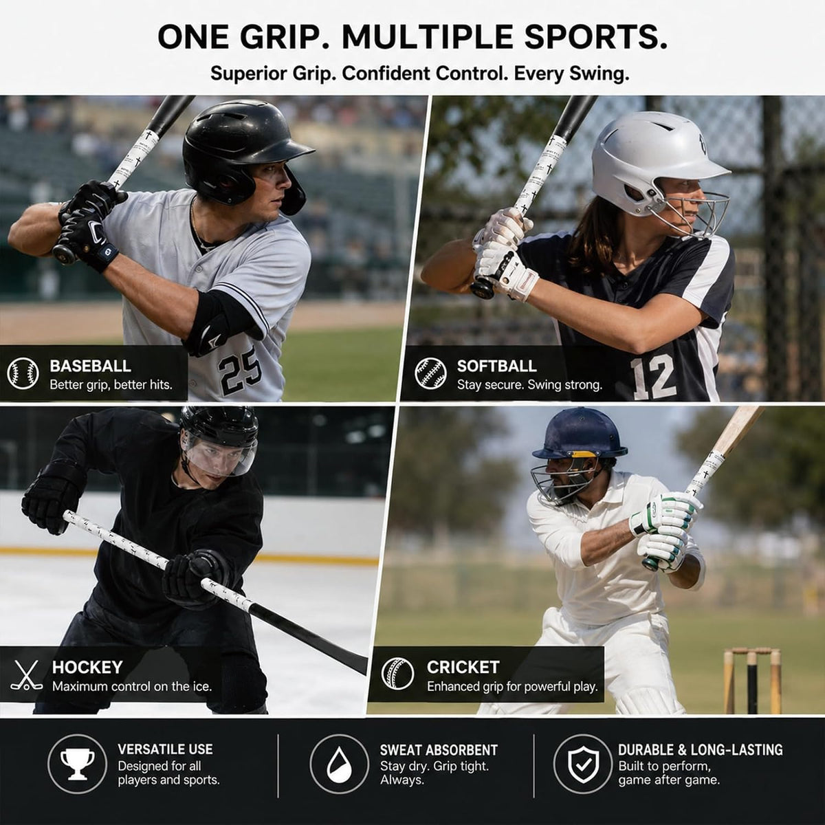 2 Pack Cross Baseball Bat Grip Tape,1.1MM Softball Bat Grip Tape