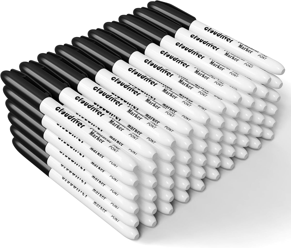 cloudriver Black Permanent Markers Fine Tip, 60 Packs Permanent Markers Bulk