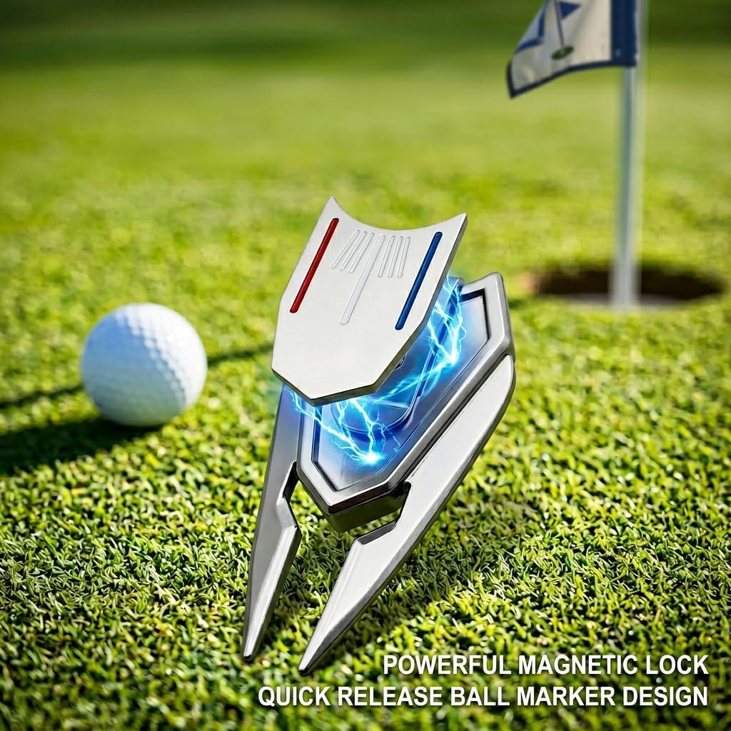 2-Pack Golf Divot Repair Tool with Ball Marker and Magnetic Hat Clip