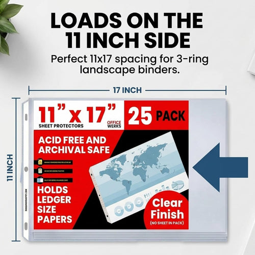 11x17 Sheet Protectors, 25 Pack, Heavyweight, Clear Page Protectors
