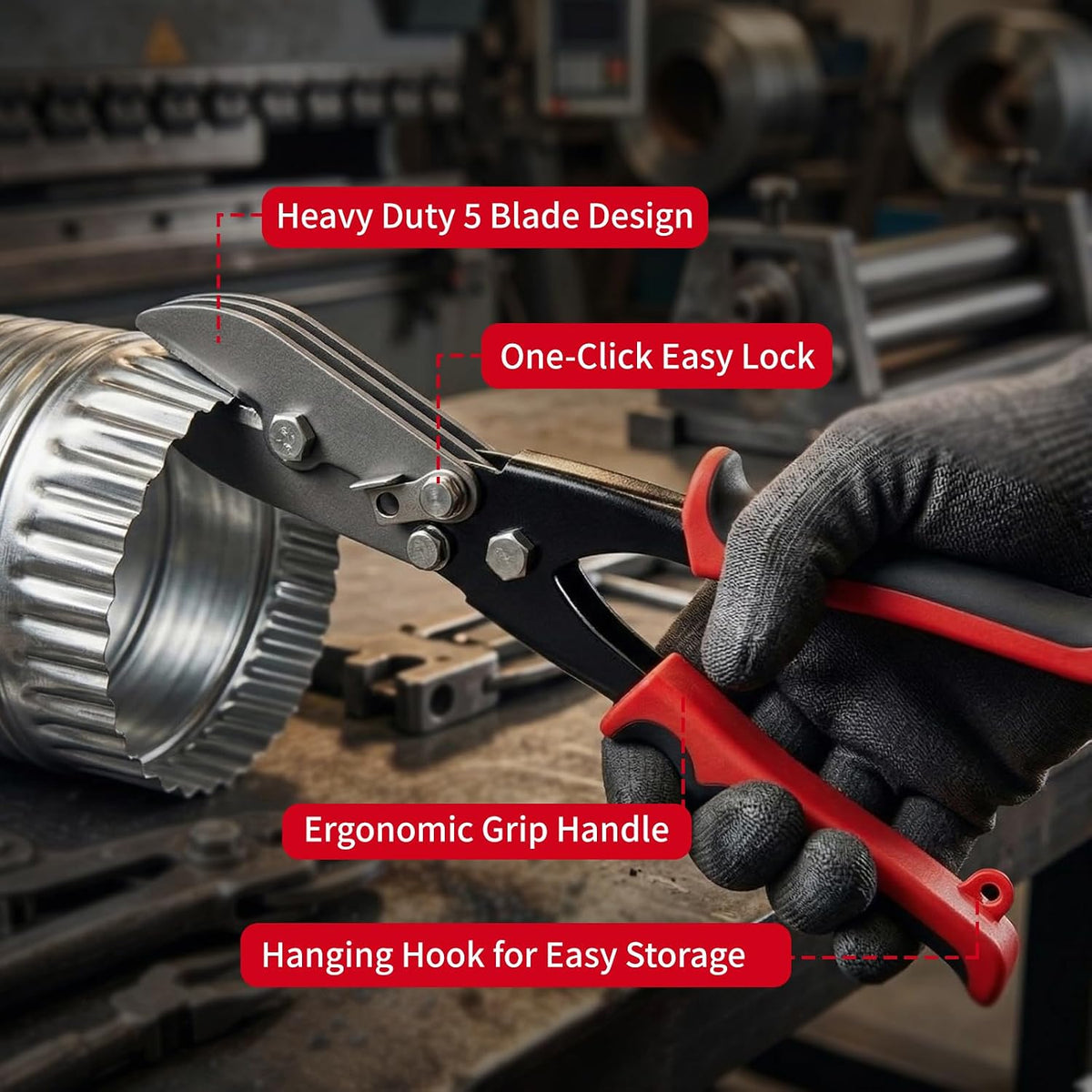 5-Blade Hand Crimper Sheet Metal Tool,HVAC Duct Crimping Tool