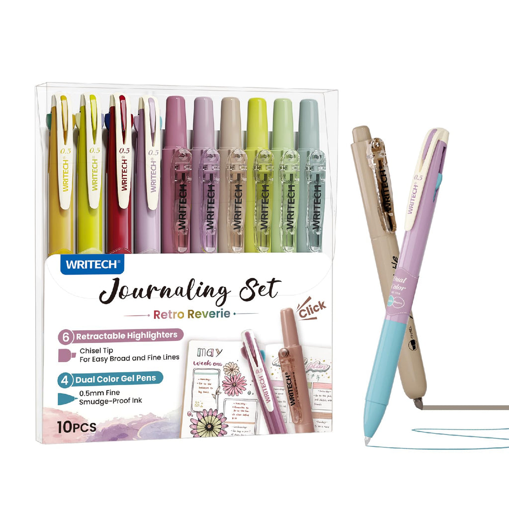 WRITECH Gel Pens Journaling Highlighters: Pastel 2-in-1 Journal Set 10ct