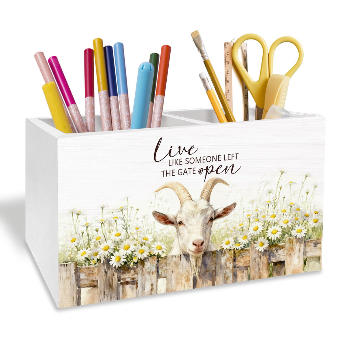 Rustic Giraffe Pen Holder for Desk, Giraffe Lover Gifts Pencil Organizer