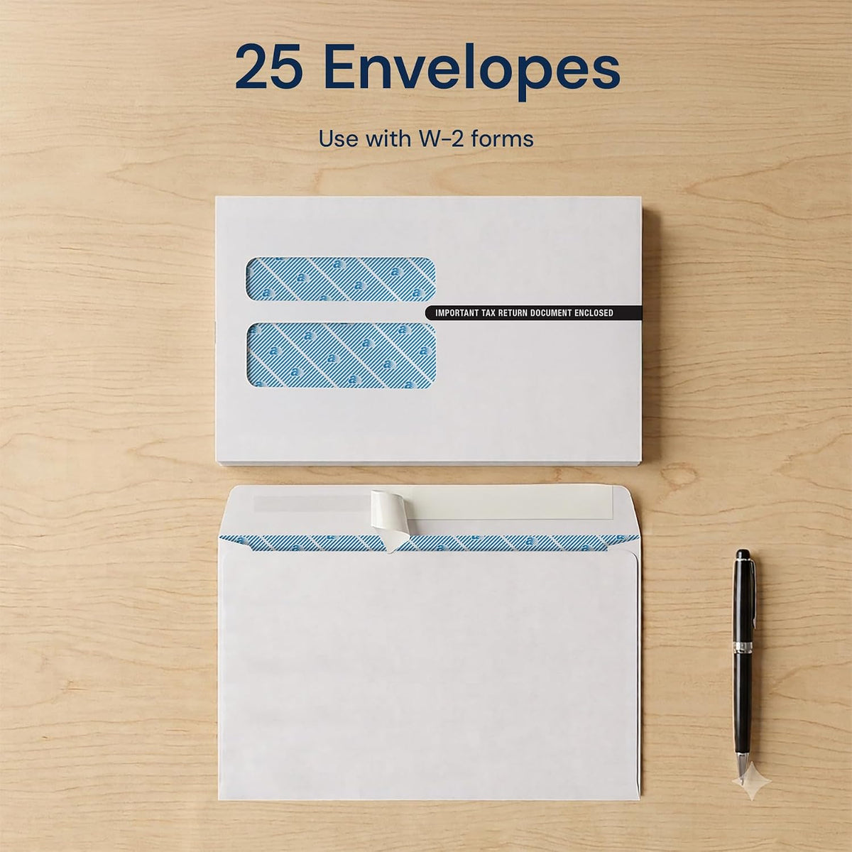 Adams W-2 Envelopes, 25 Pack, Peel & Seal, for W2 Tax Forms