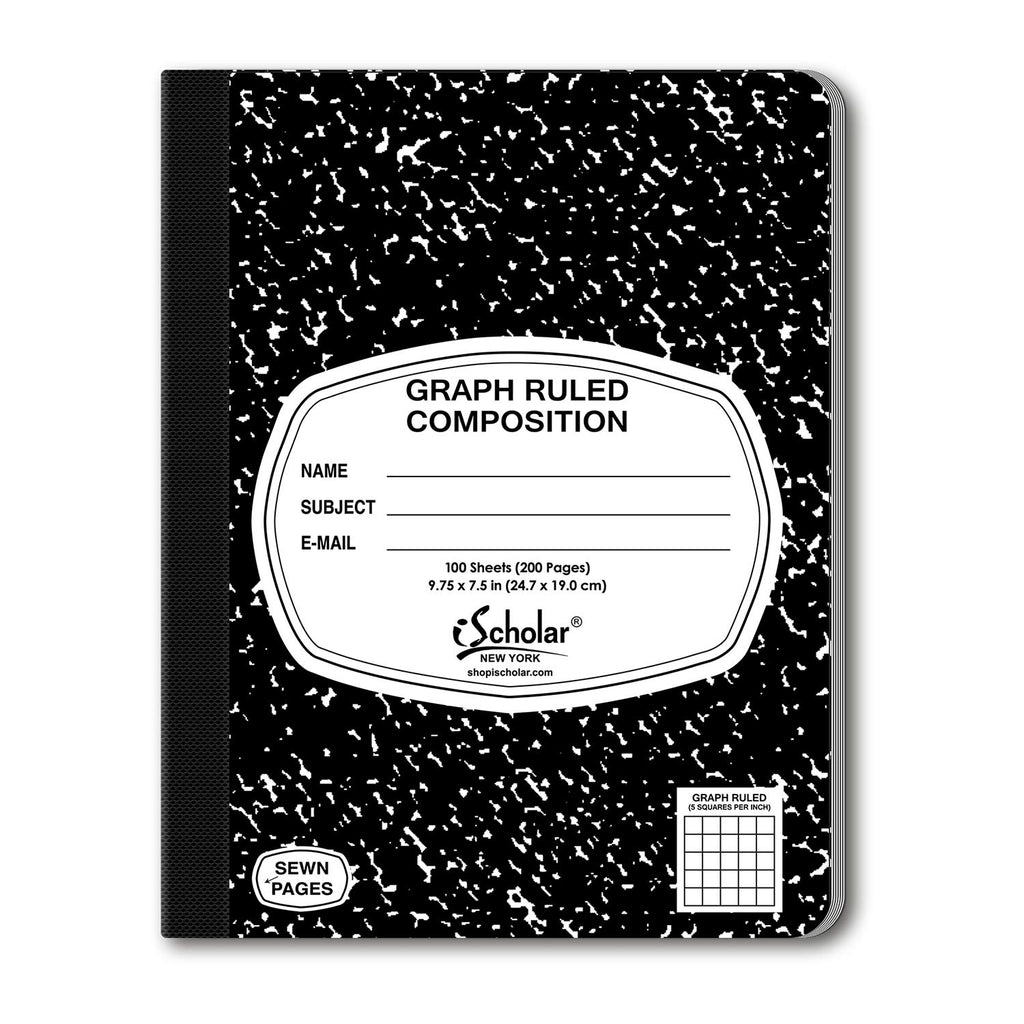 iScholar Composition Book, 100 Sheets, 5 x 5 Graph Ruled, 9.75 x 7.5-Inches