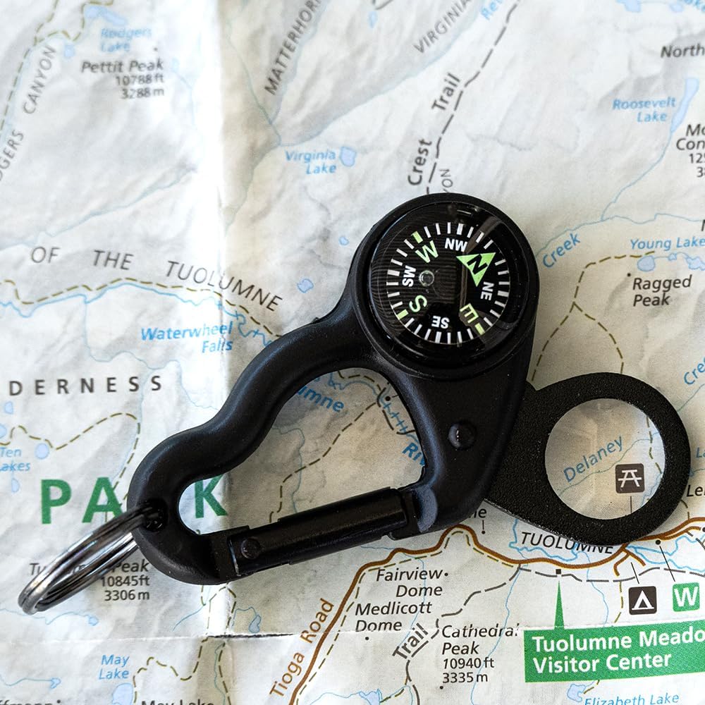 Sun Company MagniComp - Compass/Magnifier Carabiner | Carabiner with Luminous Compass and