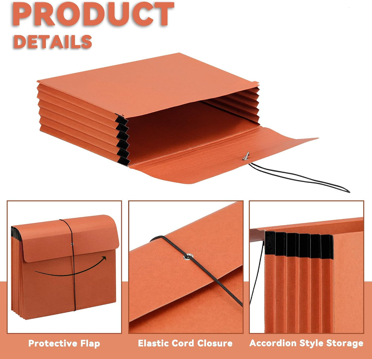 2 Packs Expanding File Folder with Flap and Cord Closure