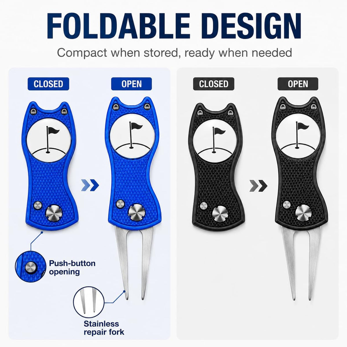 2 Pack Golf Divot Repair Tool with Magnetic Ball Marker