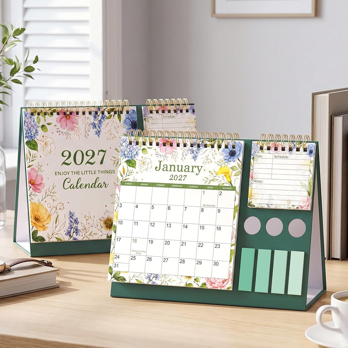 2027 Desk Calendar - All-in-1 Organizer, Standing Flip Desktop Calendar