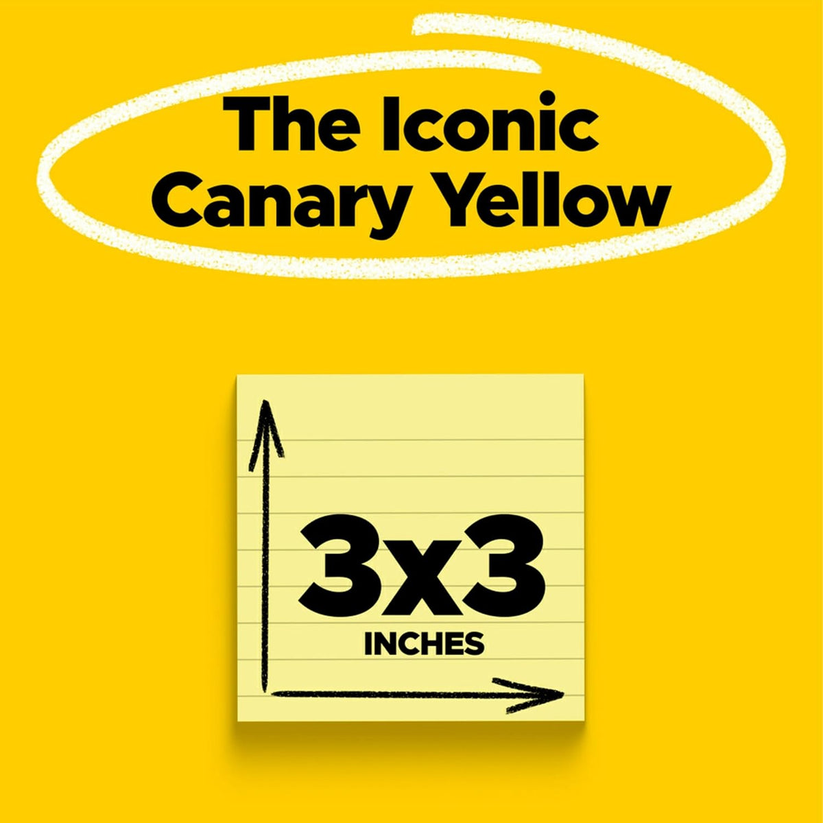 Post-it Notes, 3 x 3 in, The Iconic Canary Yellow Note, 6 Lined Pads