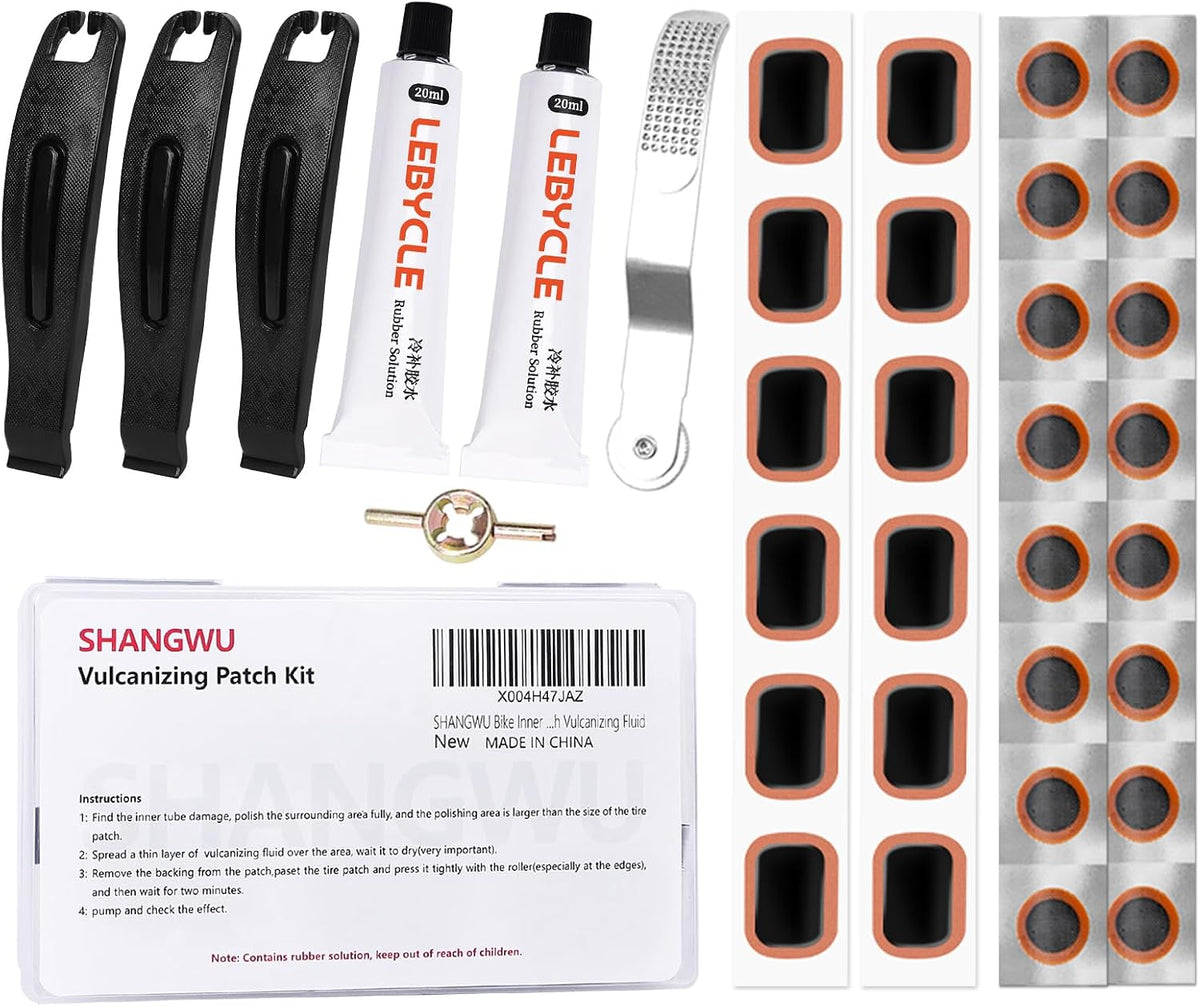 35 PCS Bike Tire Repair Kit, Bicycle Inner Tube Patch Kit with 28 PCS Vulcanizing Patches