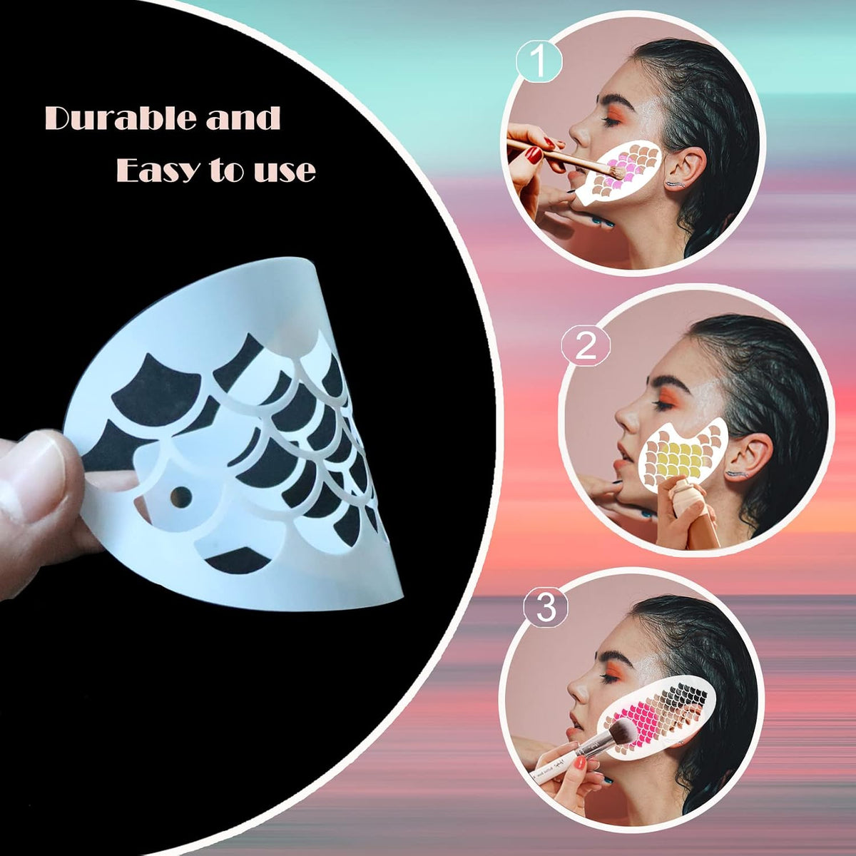 11pcs Mermaid Scale Stencil Dragon Mermaid Scale Makeup Stencil Reusable