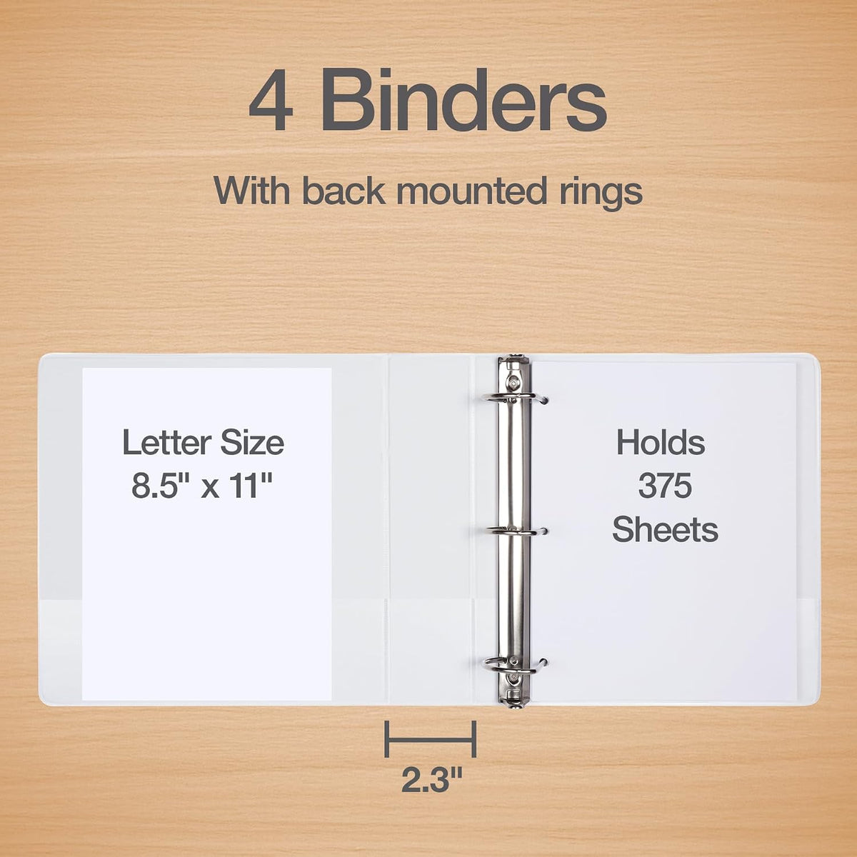 Oxford 1.5 Inch 3 Ring Binders, 4 Pack, White, Holds 375 Sheets