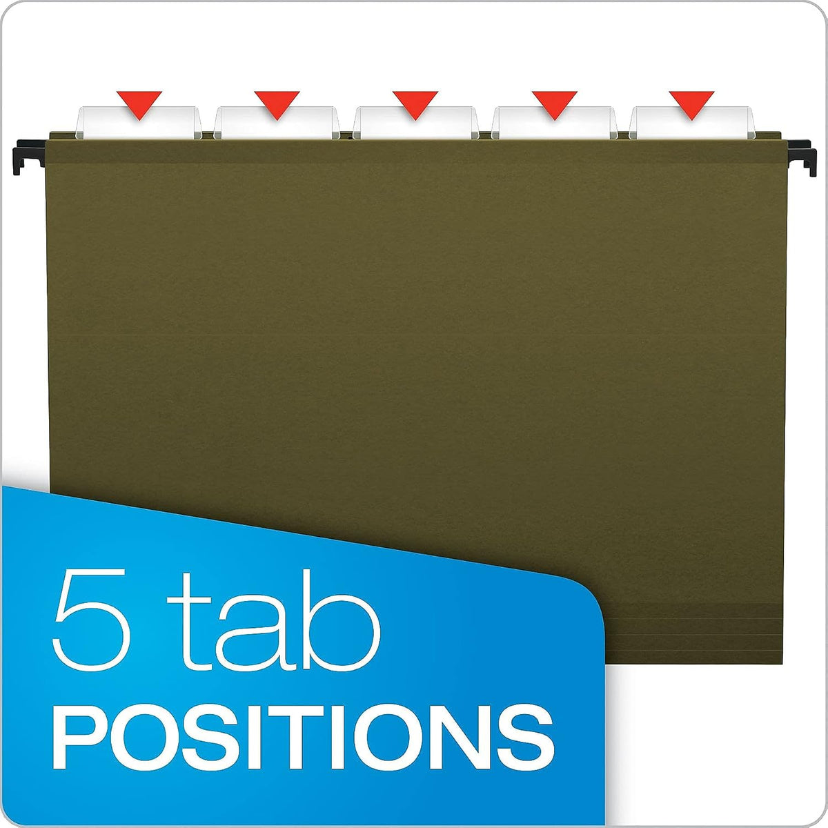 Pendaflex SureHook Reinforced Extra Capacity Hanging Pockets, Letter Size, Standard Green