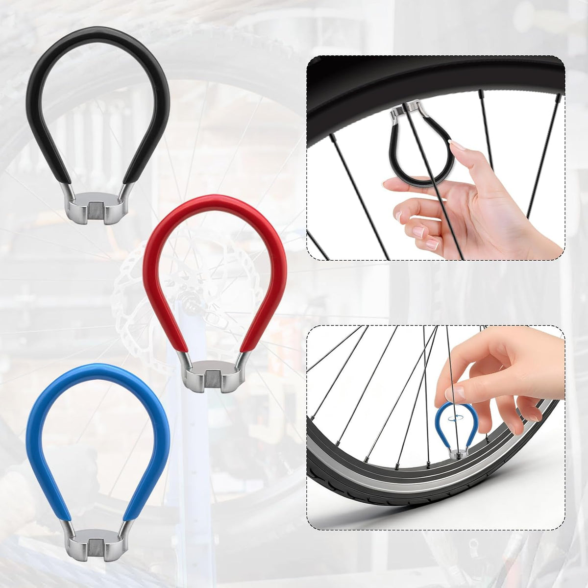 9 Pcs Bike Spoke Wrenches, Bike Spoke Tool Kit with 9 Bicycle Tire Levers