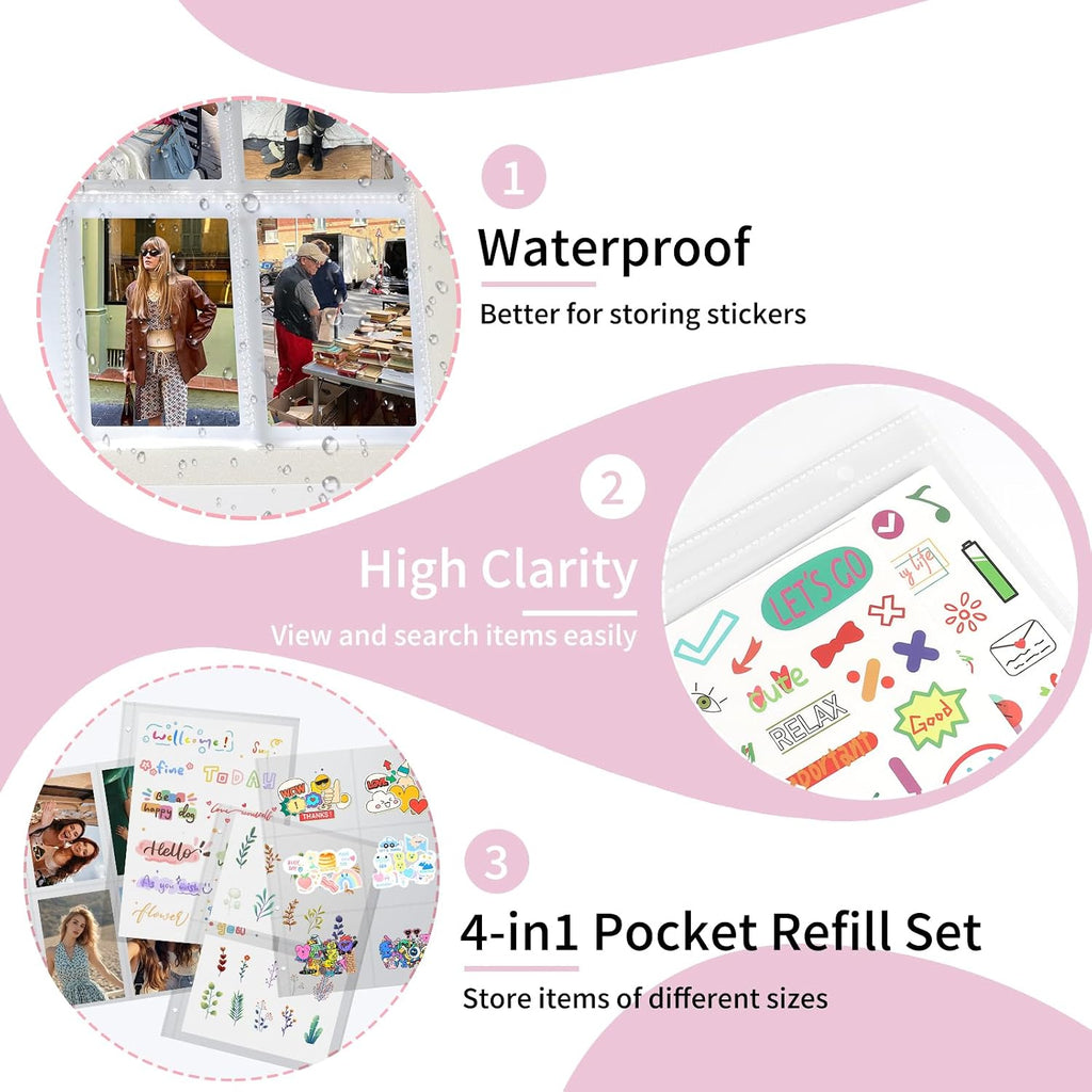 40 Pack A4 Clear Binder Organizer Sleeves 1/2/4/6 Pocket Sheets Protectors