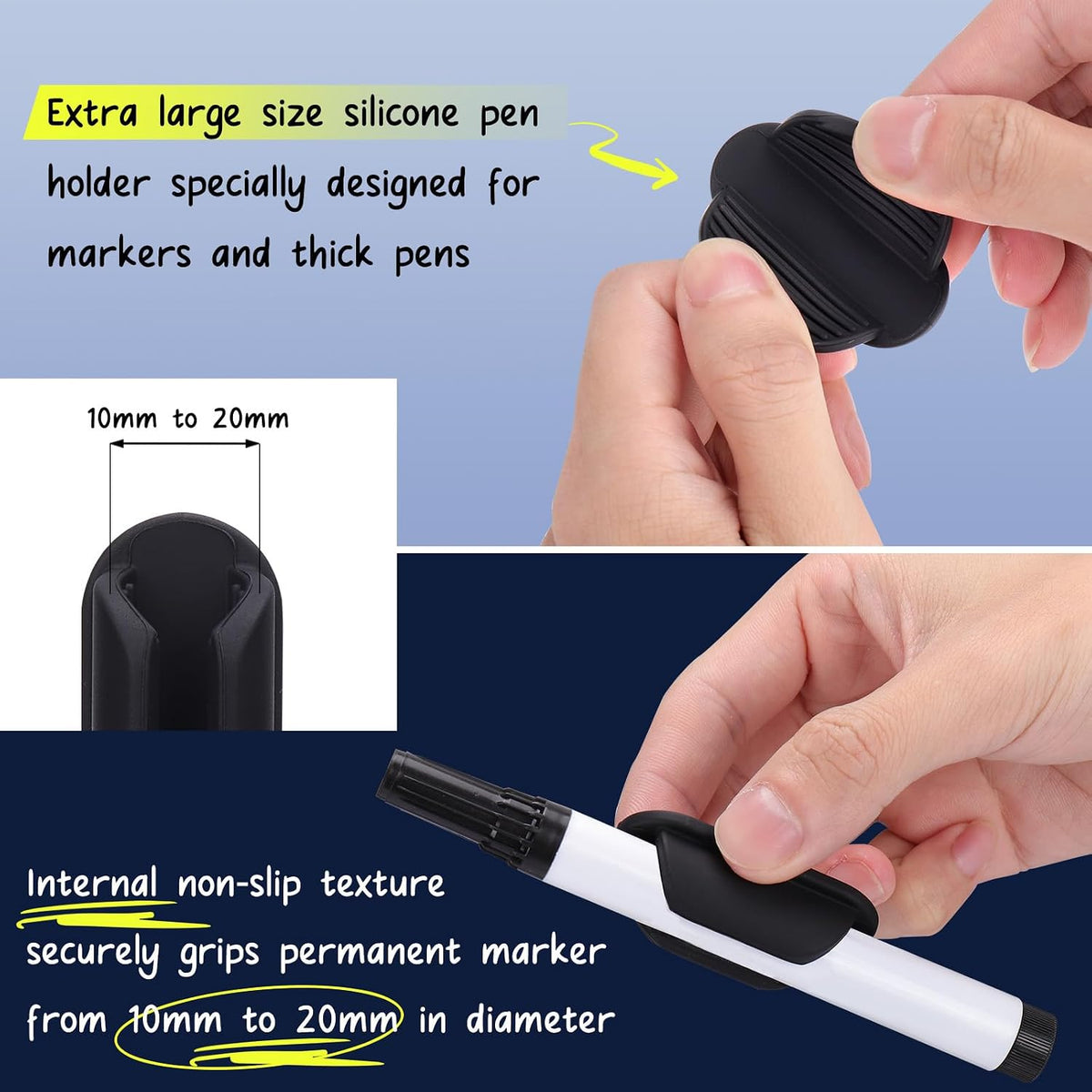 AIERSA 10 Pack Large Silicone Marker Holder for White Board