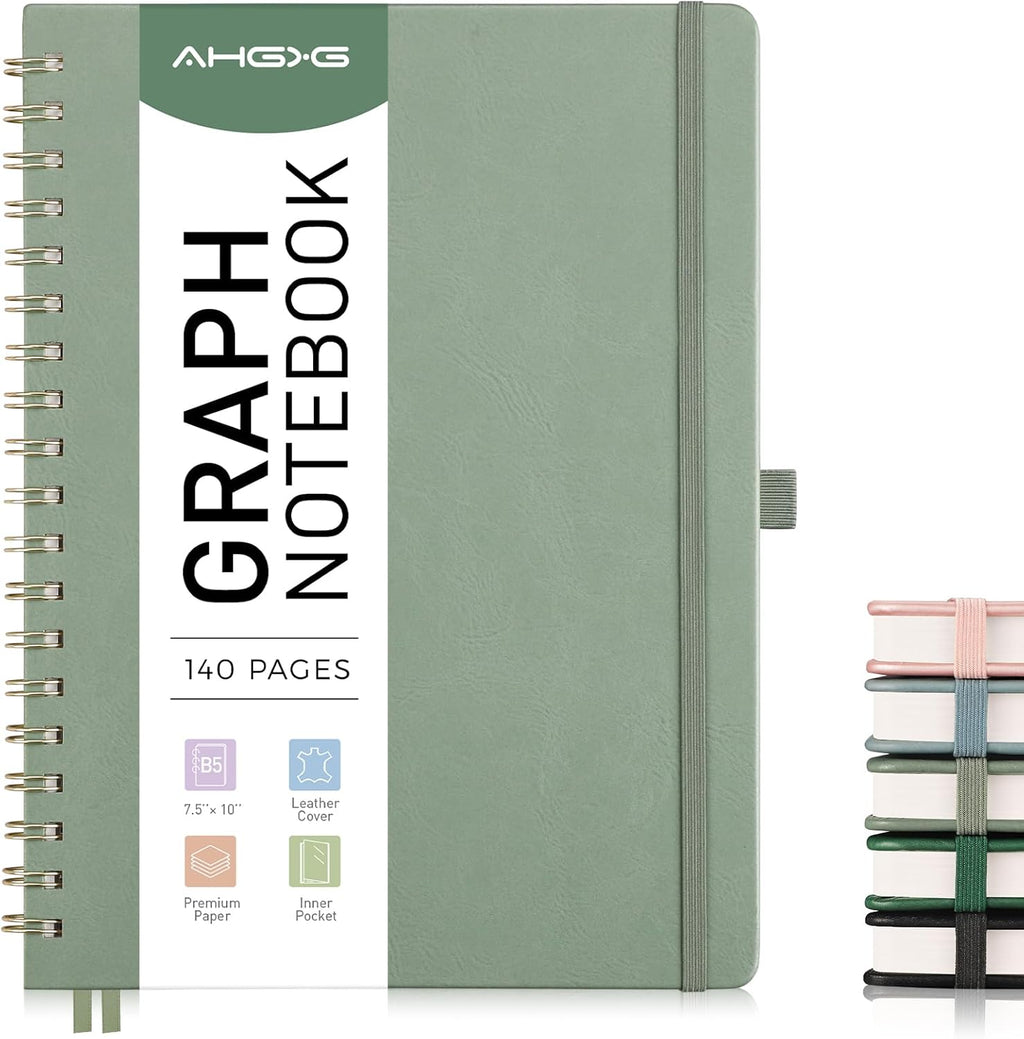 AHGXG Graph Paper Notebook, 140 Pages, B5 (7.6" x 10")