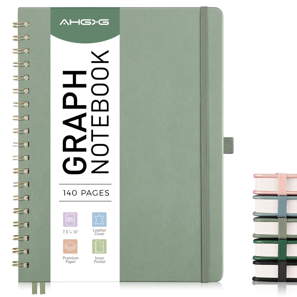AHGXG Graph Paper Notebook, 140 Pages, B5 (7.6" x 10")