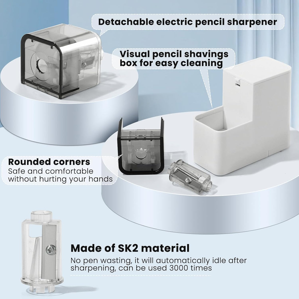 Electric Pencil Sharpener with Battery, Battery Powered