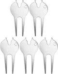 Toddmomy 5Pcs Metal Golf Divot Tools - Stainless Steel Golf Divot Repair Tool Fork for