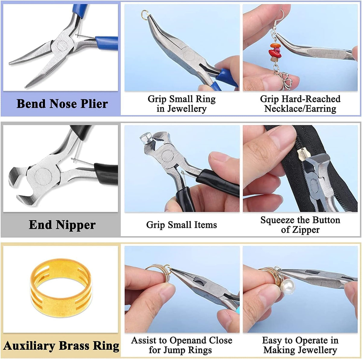 5 Packs Jewelry Pliers Set, Making Tools With Needle/Round/Chain/Bent/Zipper Pliers