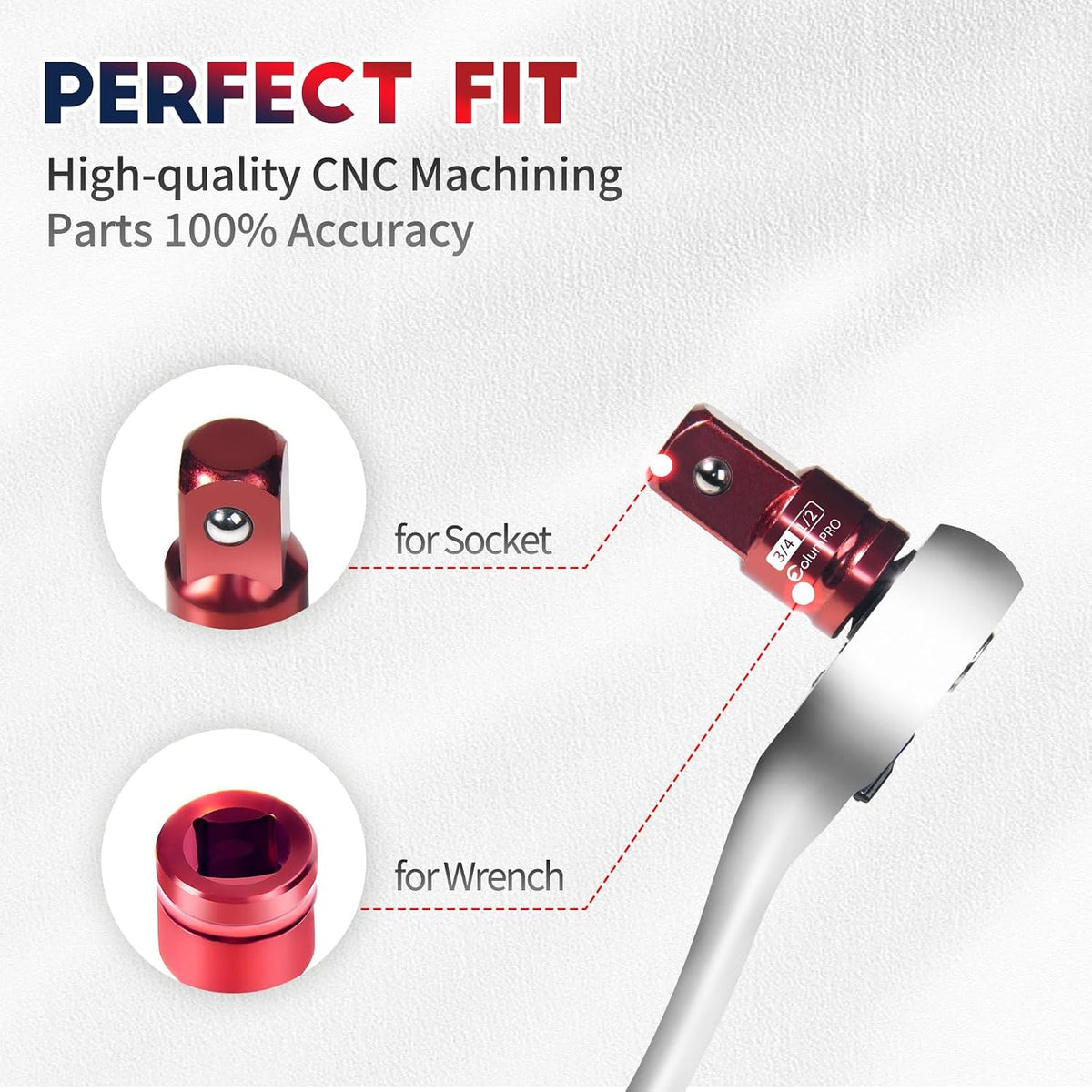 5PCS Impact Socket Adapter Set,Socket Converter&Reducer,3/4, 3/8, 1/2, 1/4, 1/4 to 3/8