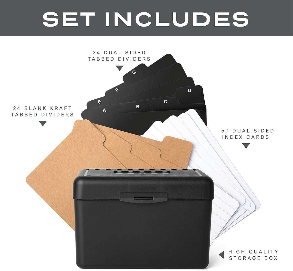 3x5 Index Card Holder Set 50 Ruled Index Cards