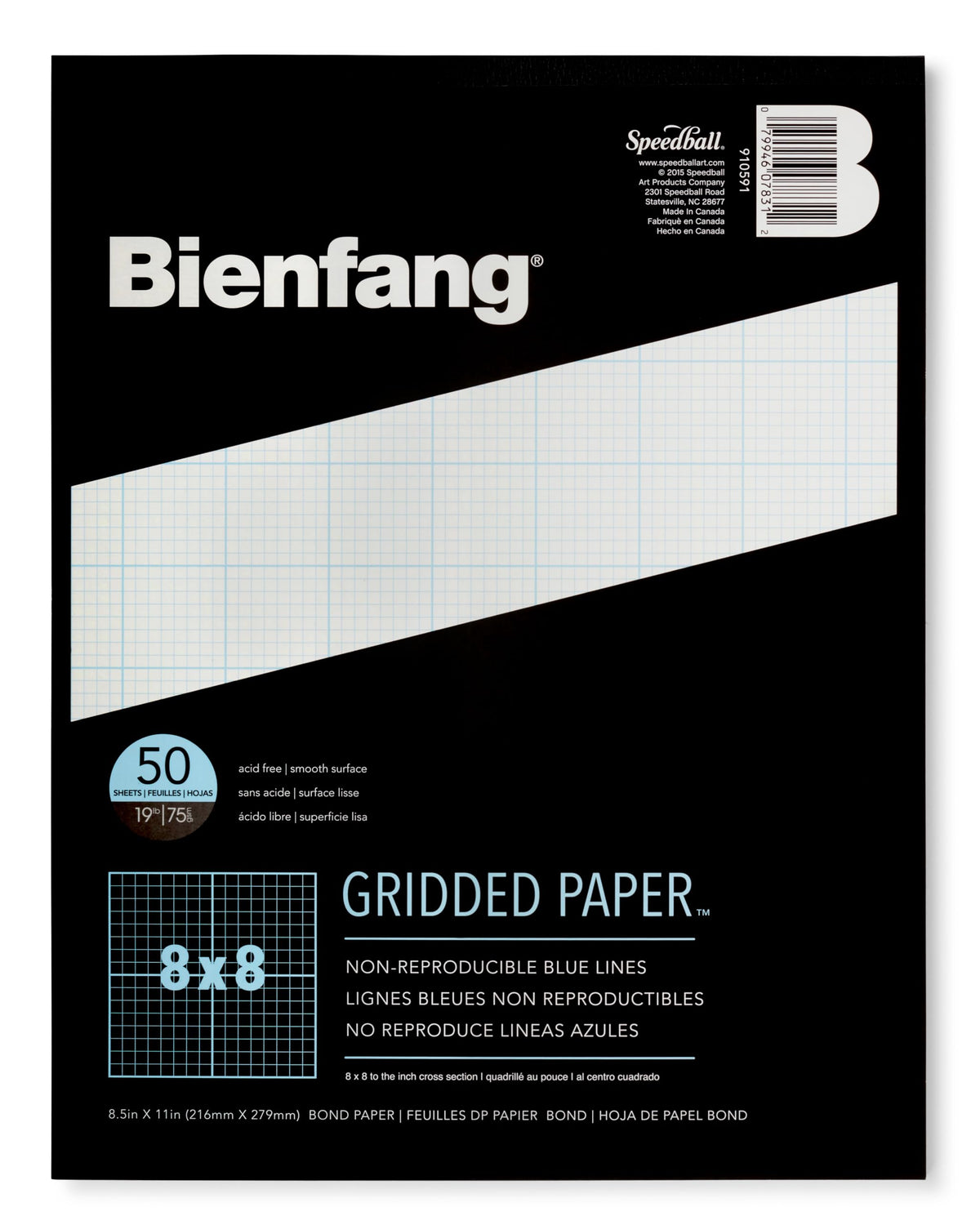 Bienfang Designer Grid Graph Paper Pad, 10x10 Cross Section, 8.5 x 11 Inches, 50 Sheets