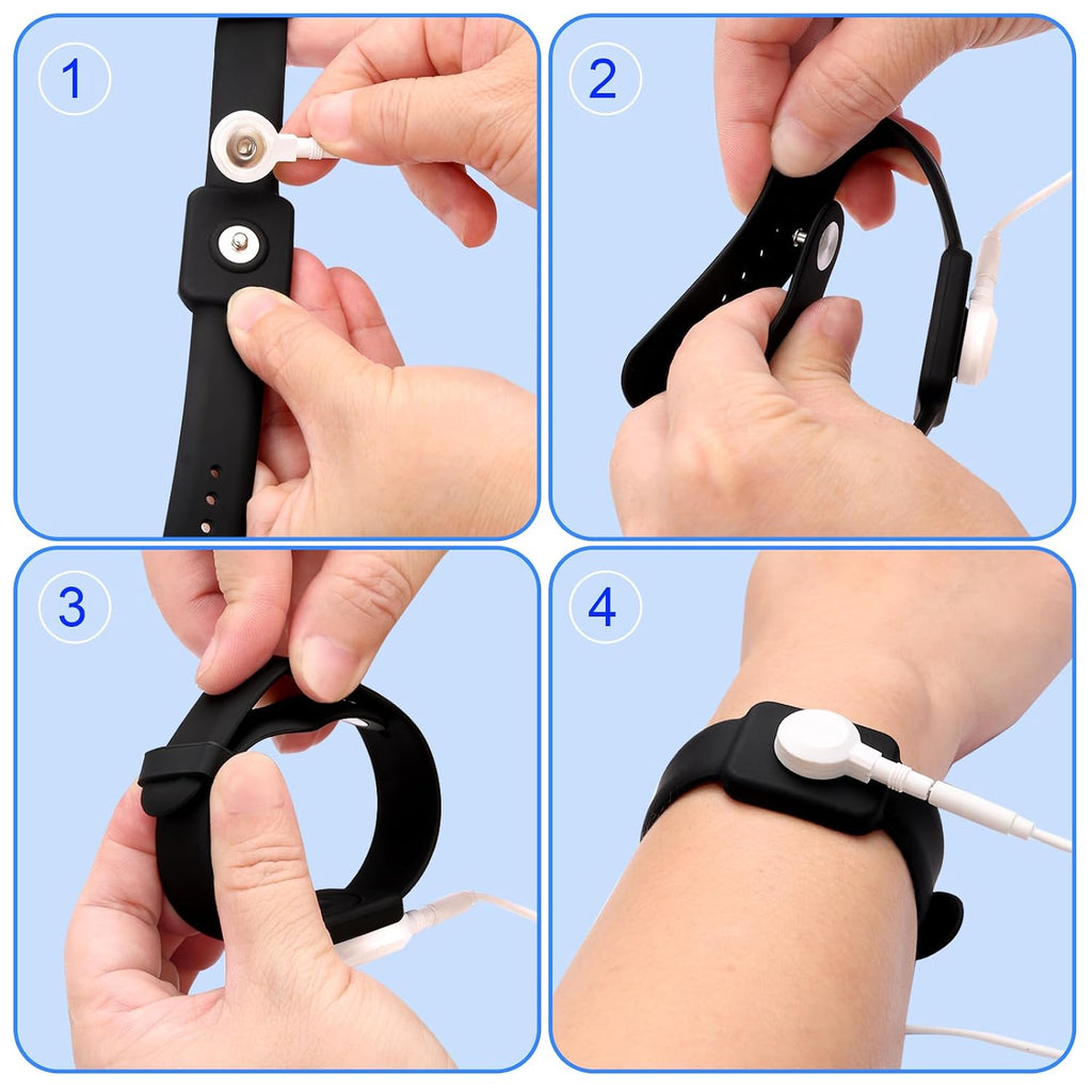 Anti Static Wrist Strap, ESD Grounding Band 9 Inch Adjustable Button Style Conductive