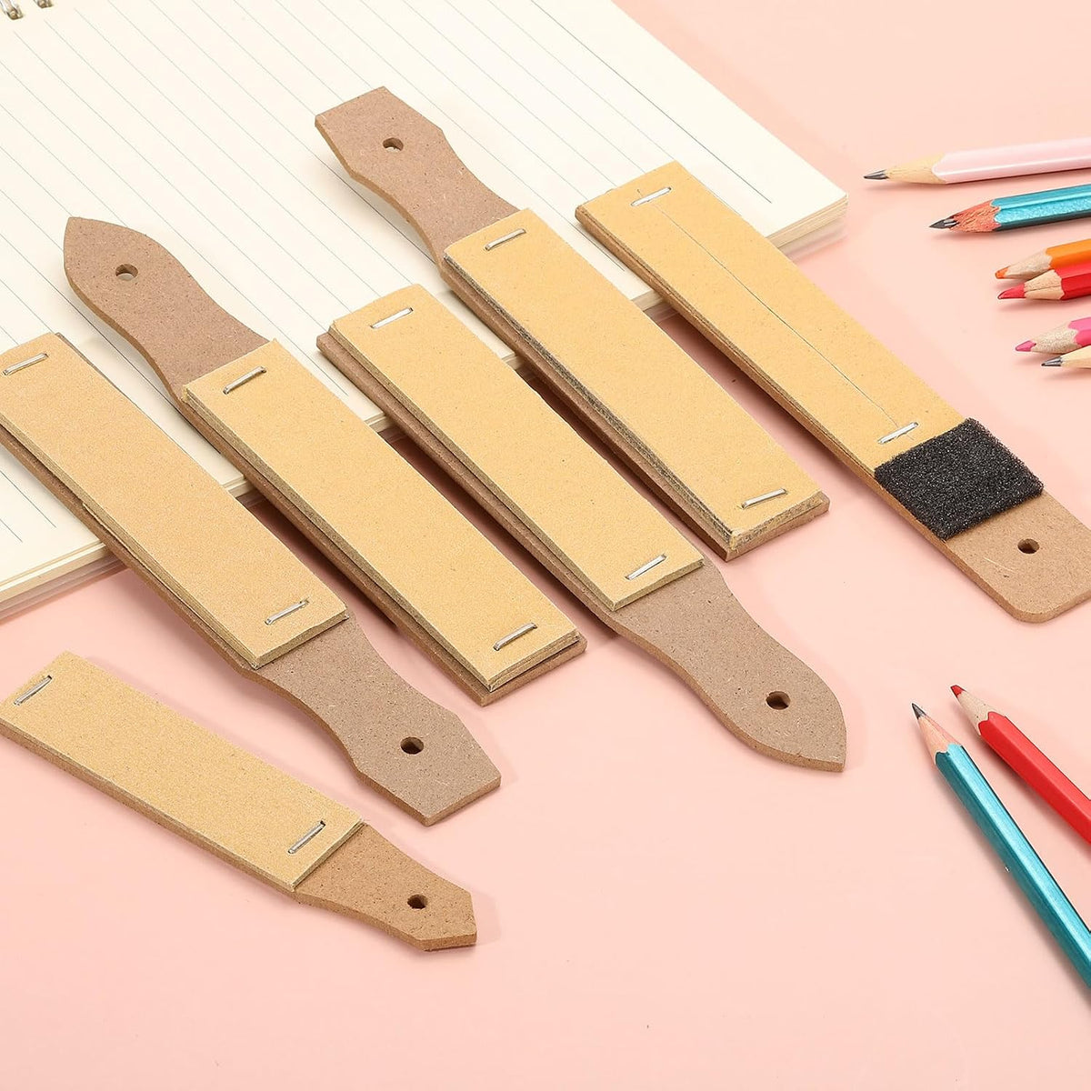 PATIKIL 12Pcs Sandpaper Pencil Sharpener Pencil Tool Charcoal Pointed&Brown