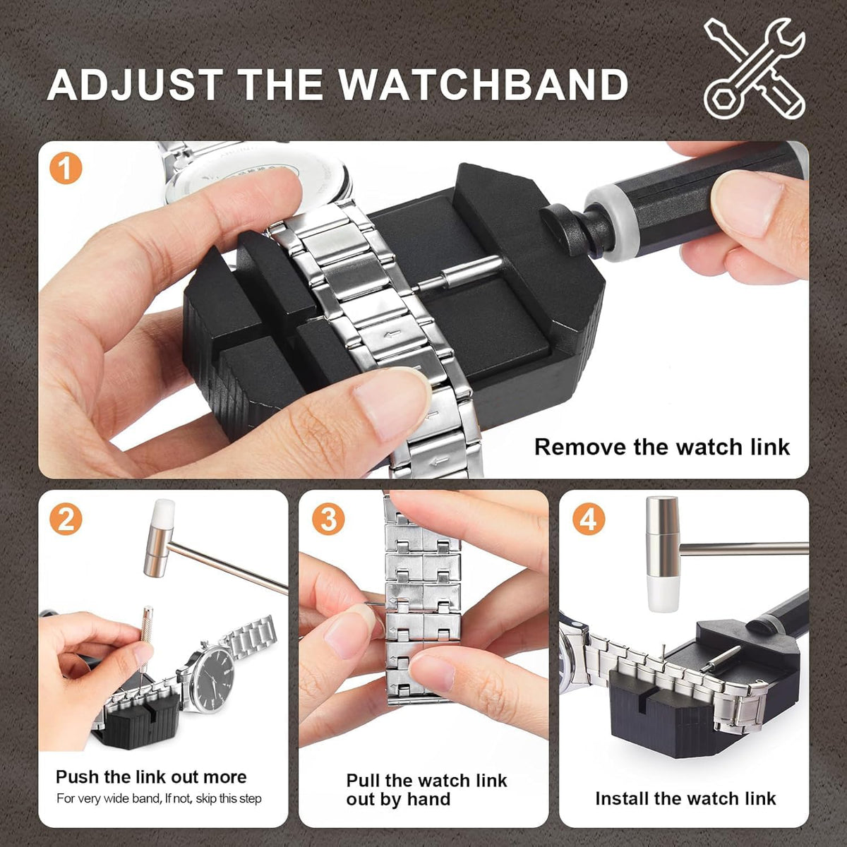 BOSHIYA 12 Pcs Watch Link Removal Kit, Professional Watch Band Adjustment Tool Kit for