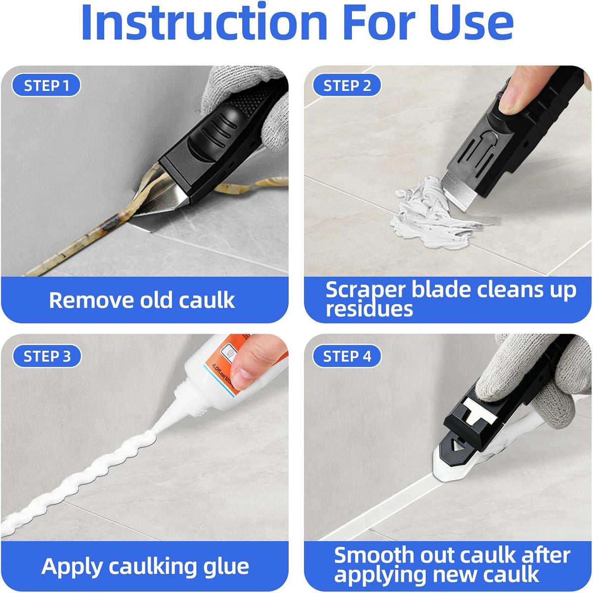 6 IN 1 Caulking Tool, Silicone Caulking Tool & Caulk Remover Tool Kit