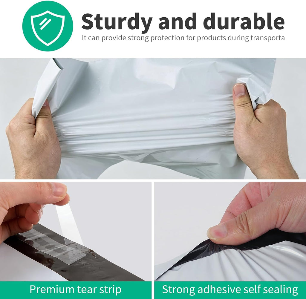 Poly Mailers 12x15.5" White Shipping Bags Self-Sealing Mailing Envelopes Waterproof and