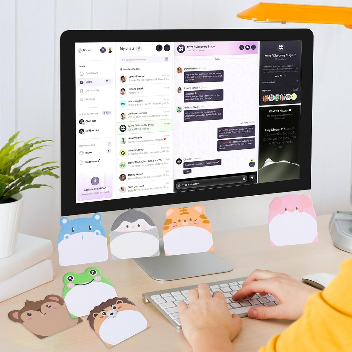 48 Pads 960 Sheets Cute Sticky Notes, Kawaii Fun Animal Sticky Notes Mini Cartoon Notes