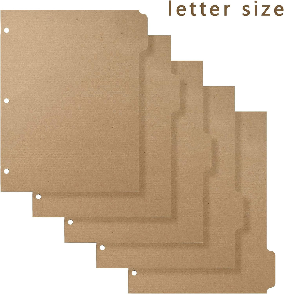 3 Ring Binder Dividers with 5-Tabs for Letter Size, 1/5 Cut, 3-Hole Punched