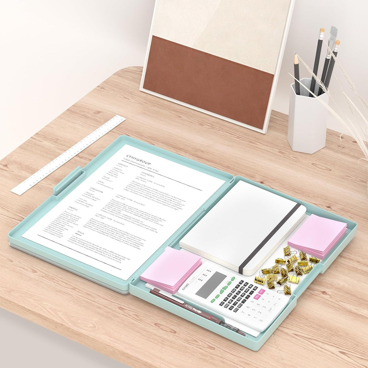 Rimilak Clipboard with Storage,8.5x11 2 Compartment Clip Board, Dark Green