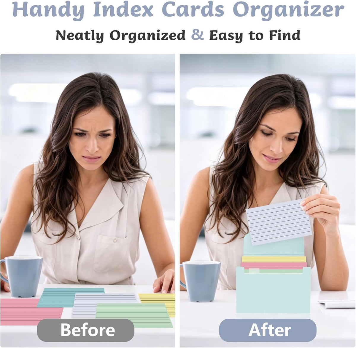 2 Pack 4x6 Inch Index Card Holder Box Organizer Case, Purple & Green