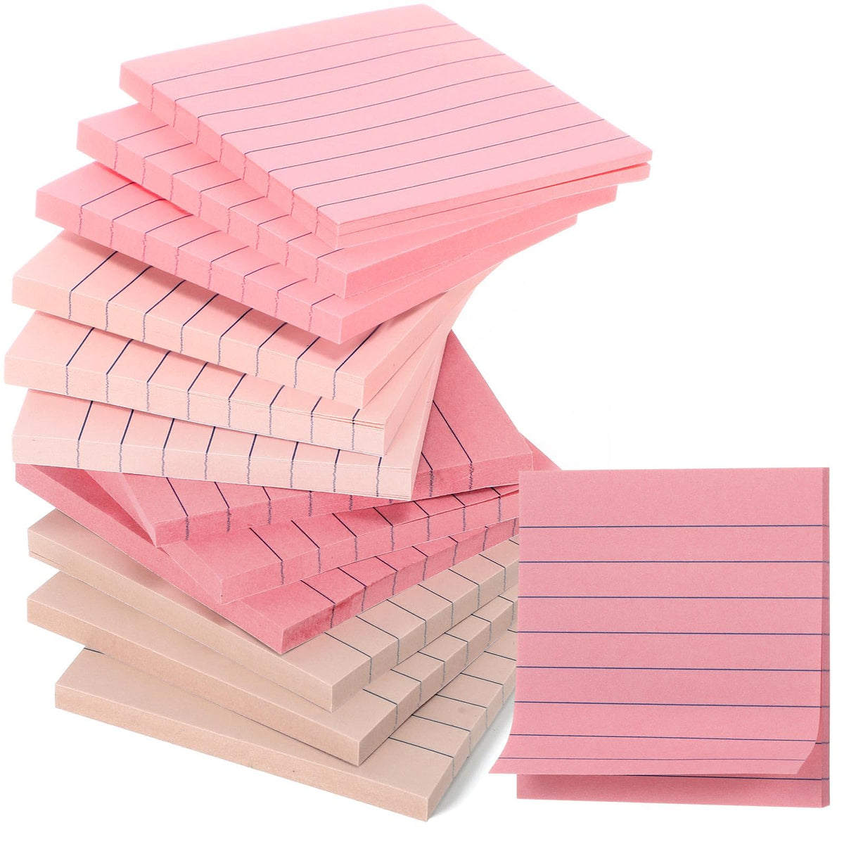 AmazingSpark 12 Pack Lined Sticky Notes 3x3 inch Notes Pads, Blue