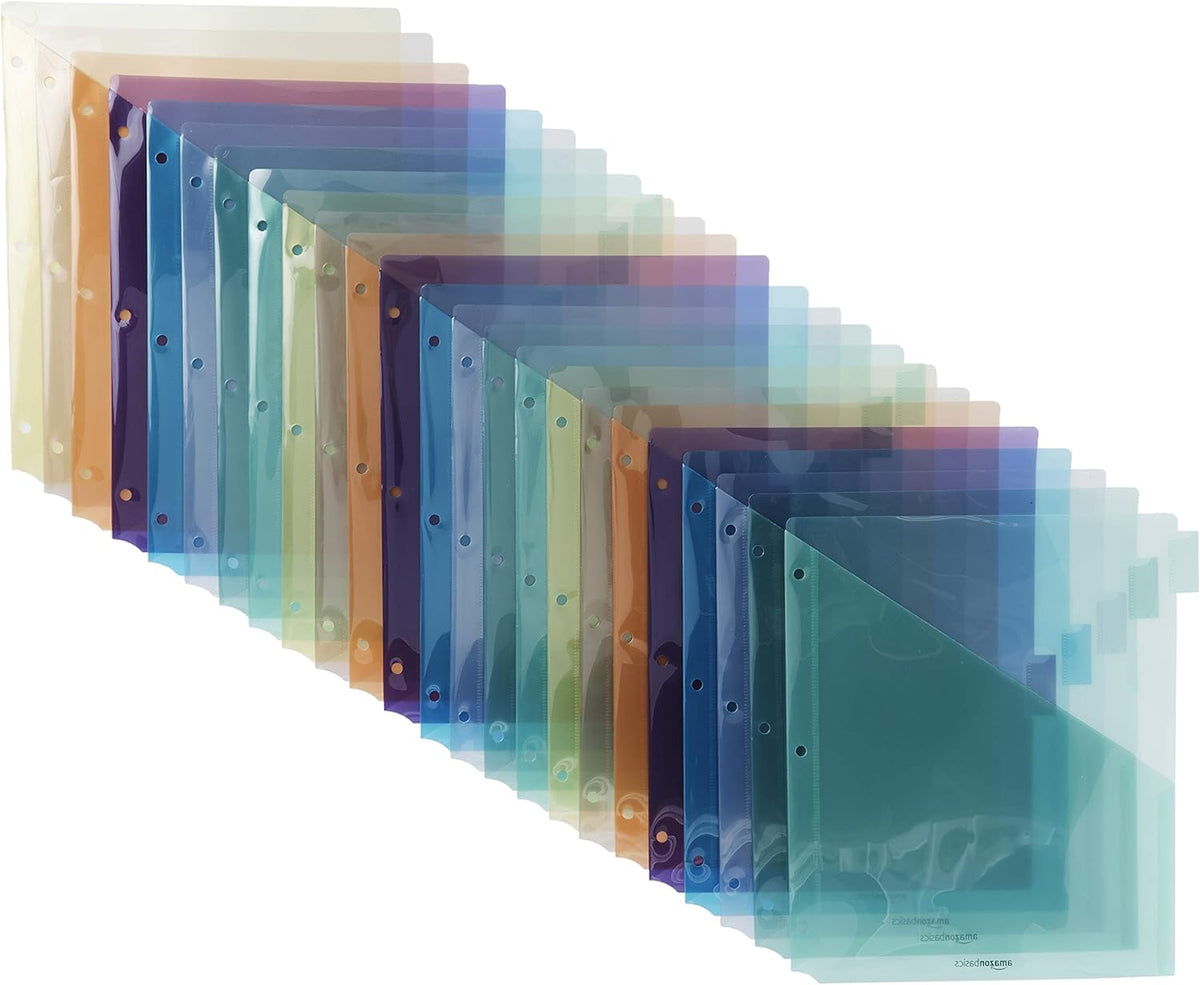 Amazon Basics Tab Dividers for 3 Ring Binder, Two Pocket, Letter Size