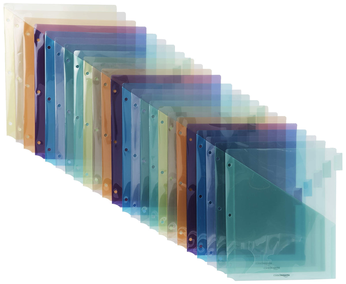 Amazon Basics Tab Dividers for 3 Ring Binder, Two Pocket, Letter Size