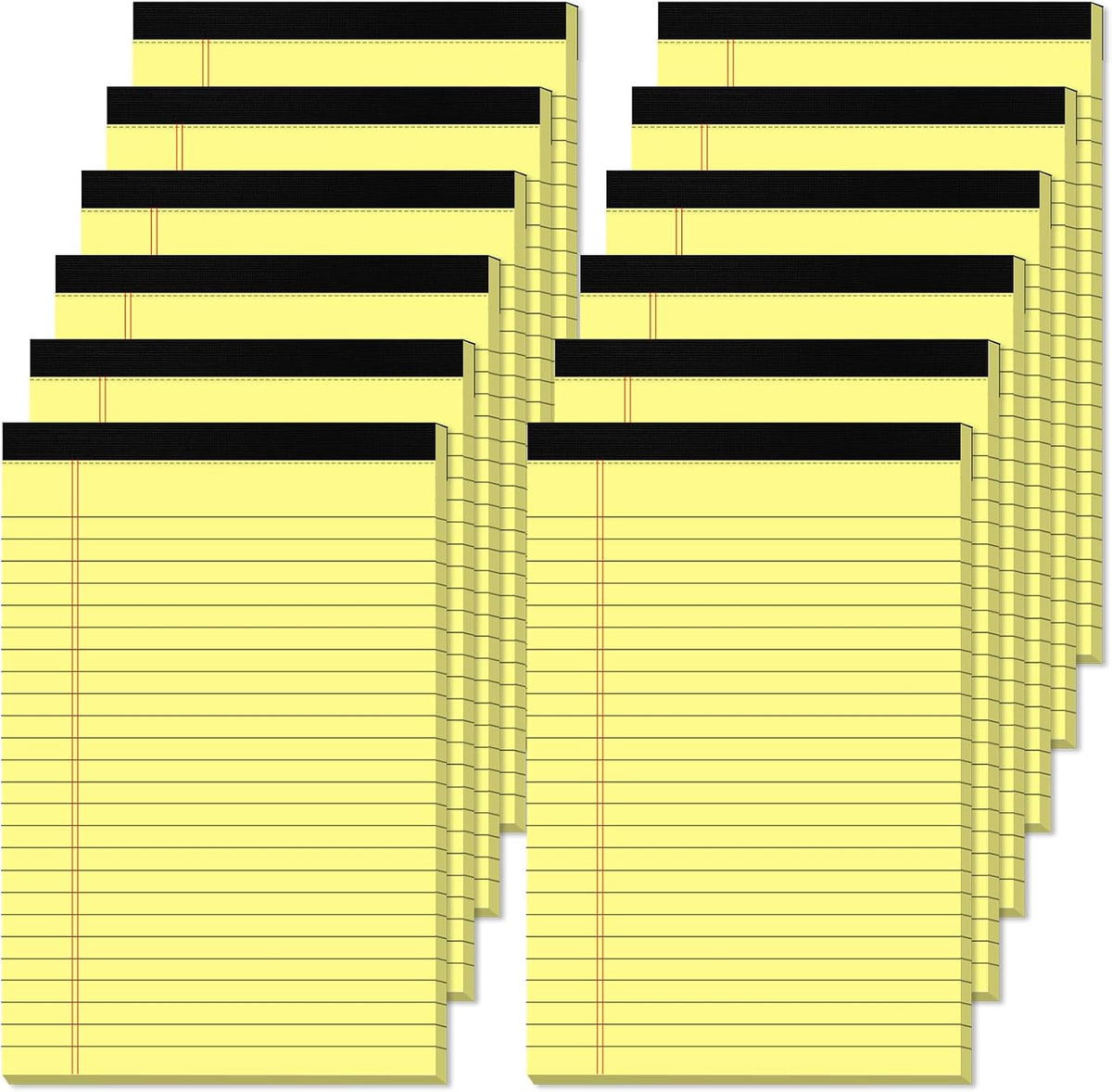 5" x 8" Yellow Legal Pads Writing Pads 12 Pack of Notepad 80gsm Paper Small College Ruled