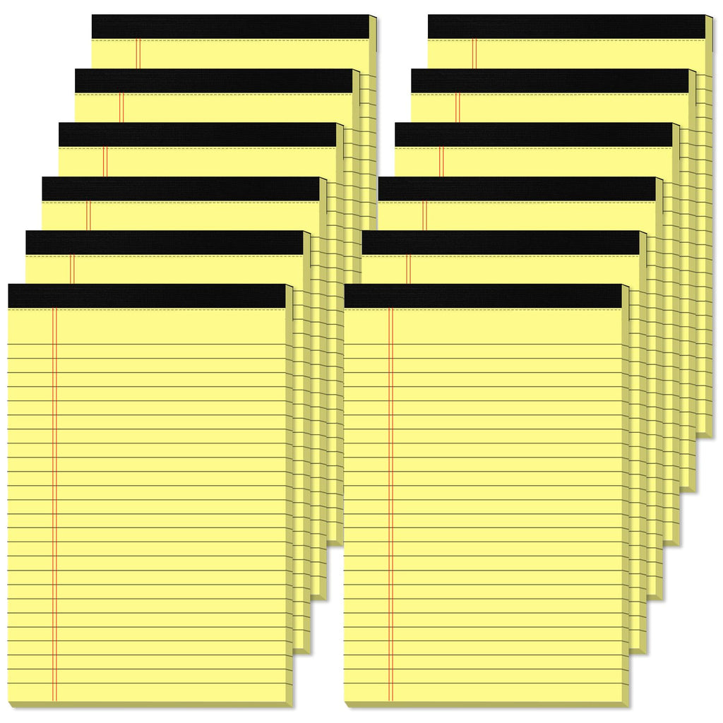 5" x 8" Yellow Legal Pads Writing Pads 12 Pack of Notepad 80gsm Paper Small College Ruled